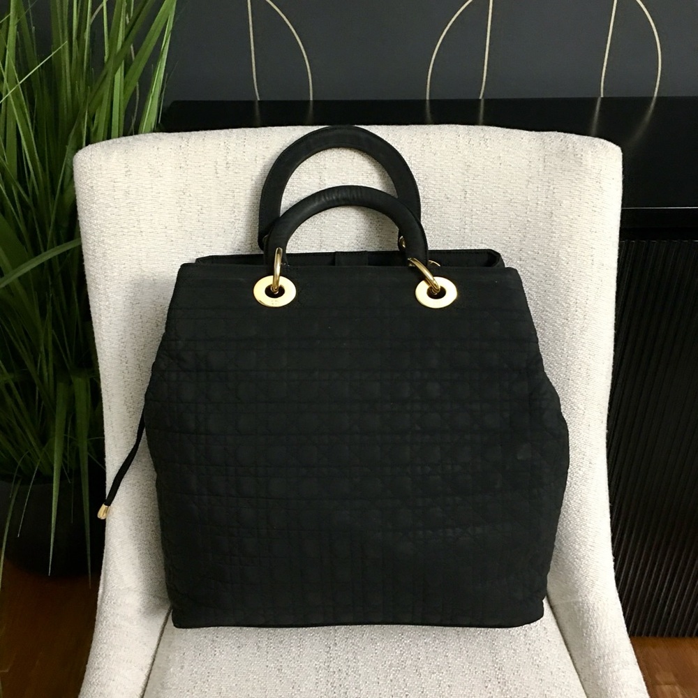 Christian Dior Lady Dior Canage Handbag black canvas - Picture 5 of 16